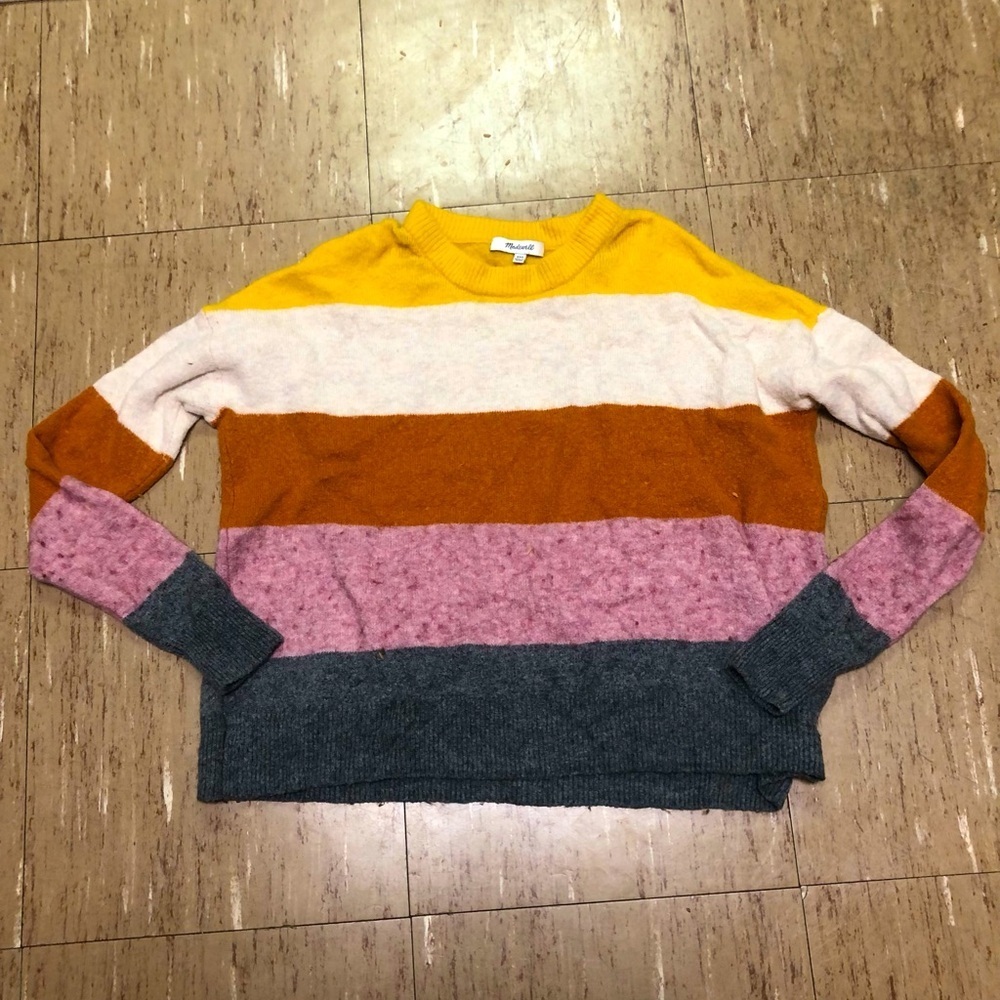 Madewell Merino wool/alpaca blend colorful striped sweater xxs